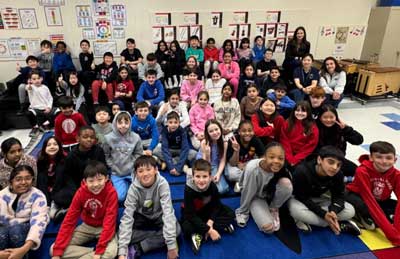 class looking at camera