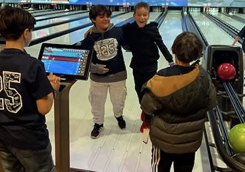 Group of students on the bowling alley