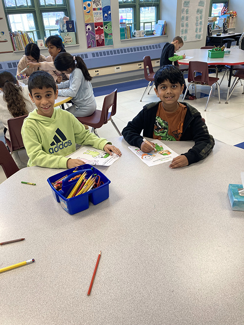 Two happy boys coloring worksheets