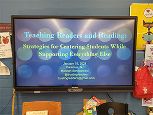 Presentation on the screen for the reading workshop