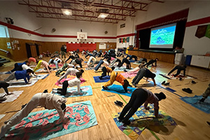 Students doing yoga