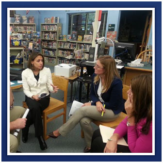 Staff meeting in the library