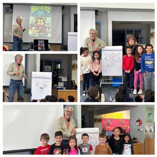 Students with author Nick Bruel